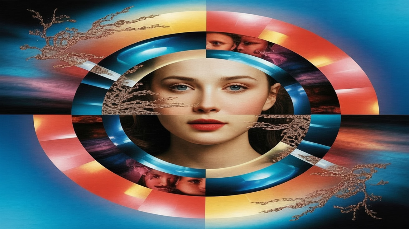 Portrait of a Woman with Abstract Circular Design