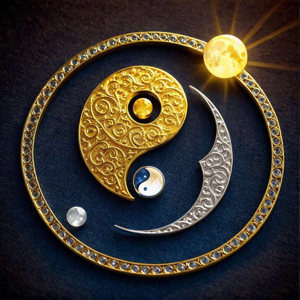 Ornate Yin-Yang Symbol with Celestial Elements