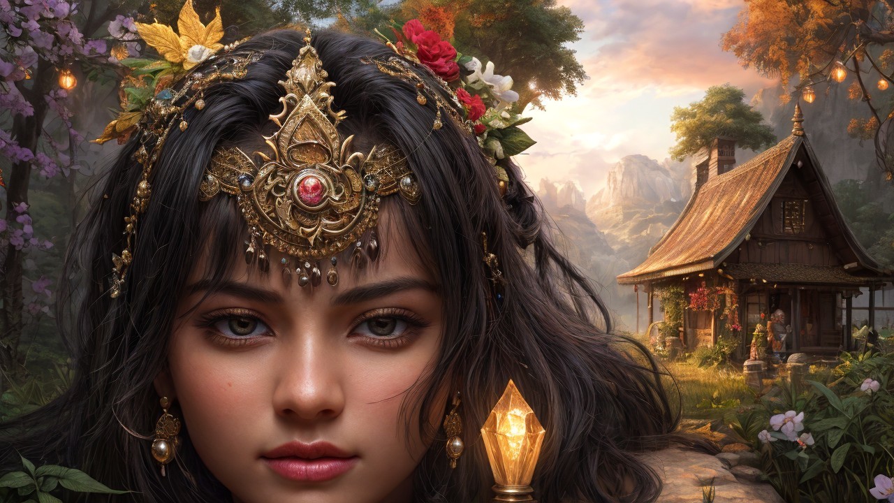 Young woman with jewelry in a scenic landscape setting