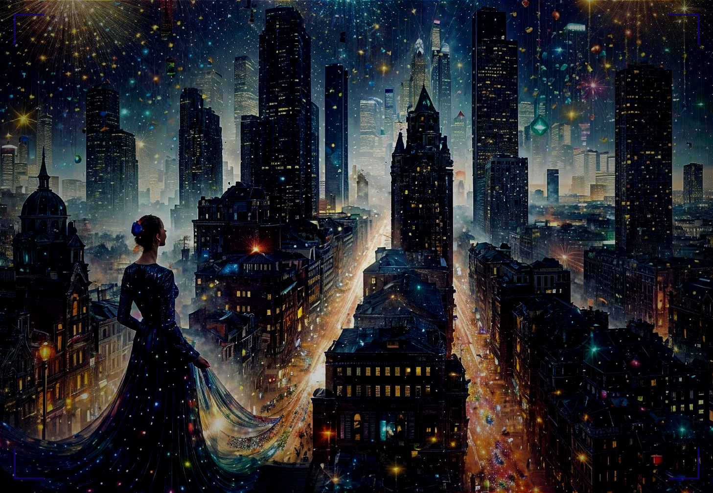 Silhouette of a Woman on Balcony Overlooking Cityscape