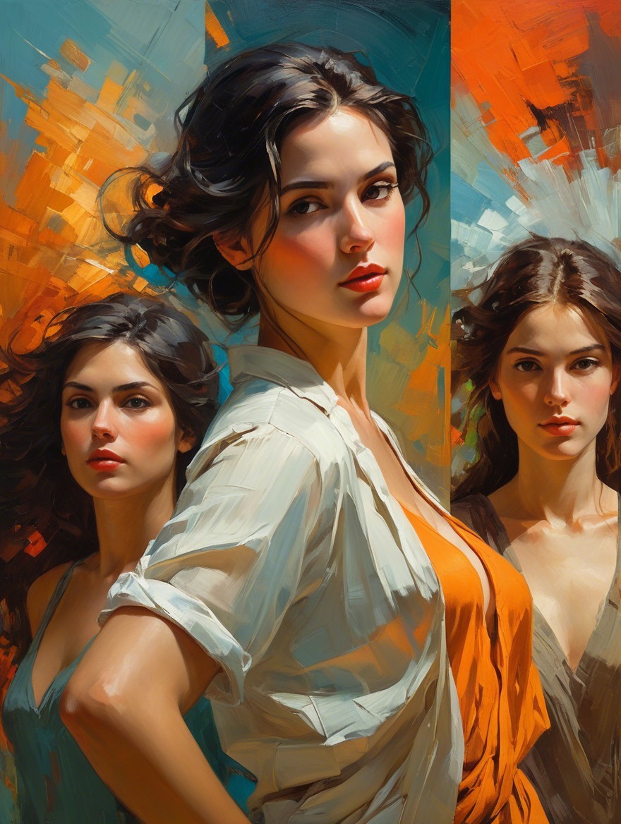 Portrait of a Woman in Three Distinct Poses