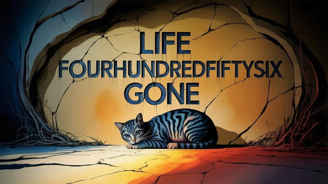 Stylized Cave Background with Cat and Bold Text