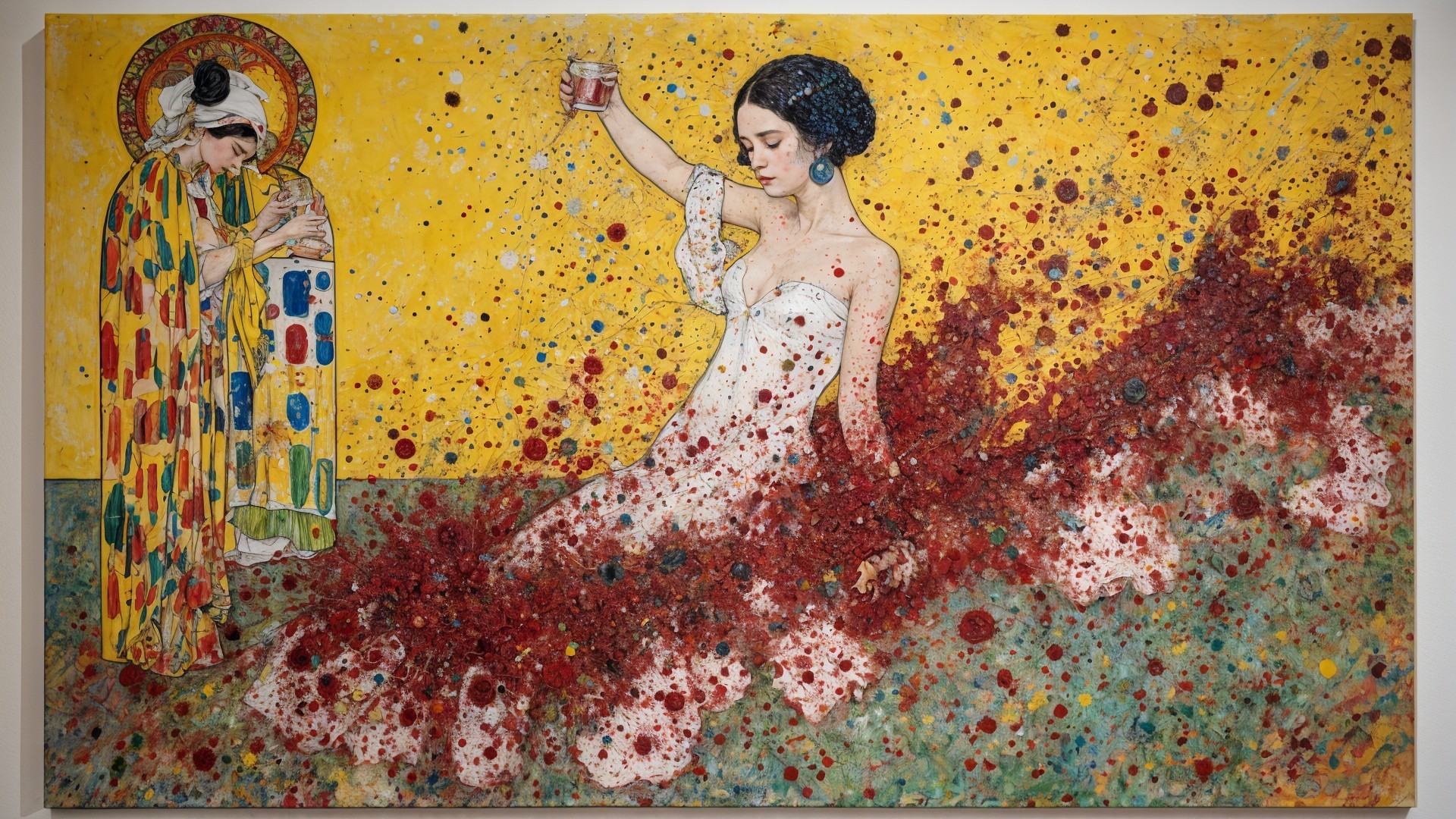 Vibrant Artwork of Celebration and Contemplation