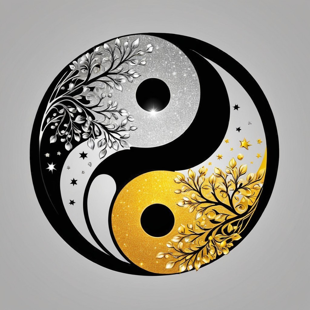 Stylized Yin-Yang Symbol with Intricate Designs