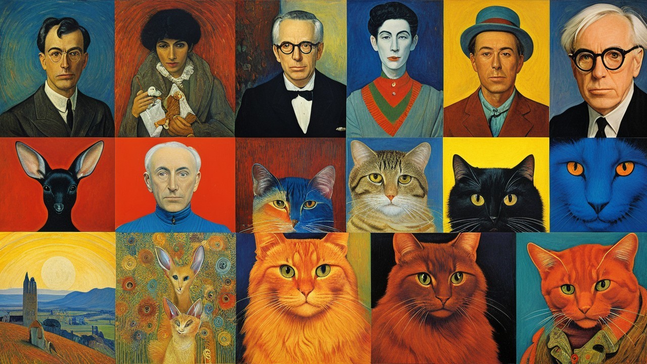 Colorful Collage of Human and Animal Portraits