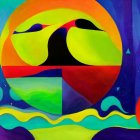 Vibrant Abstract Composition with Playful Shapes and Colors