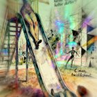 Beautiful woman in pastel outfit reclining on white surface