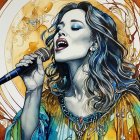 Portrait of a Young Woman with Botanical Elements