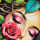 Abstract Artwork of Human Faces and Nature Elements