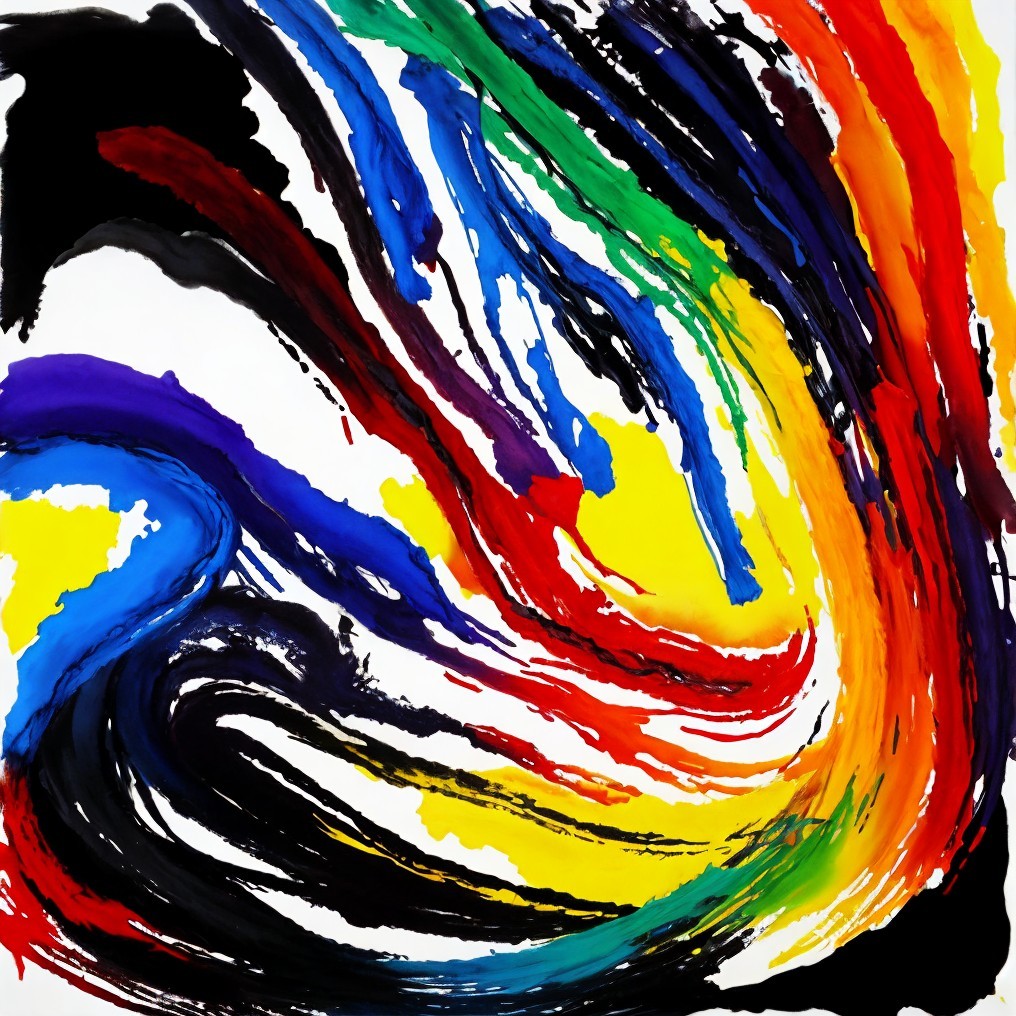 Vibrant Abstract Painting with Swirling Colorful Strokes