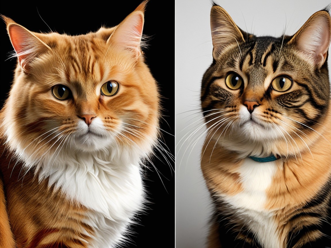 Two Cats with Contrasting Features and Backgrounds