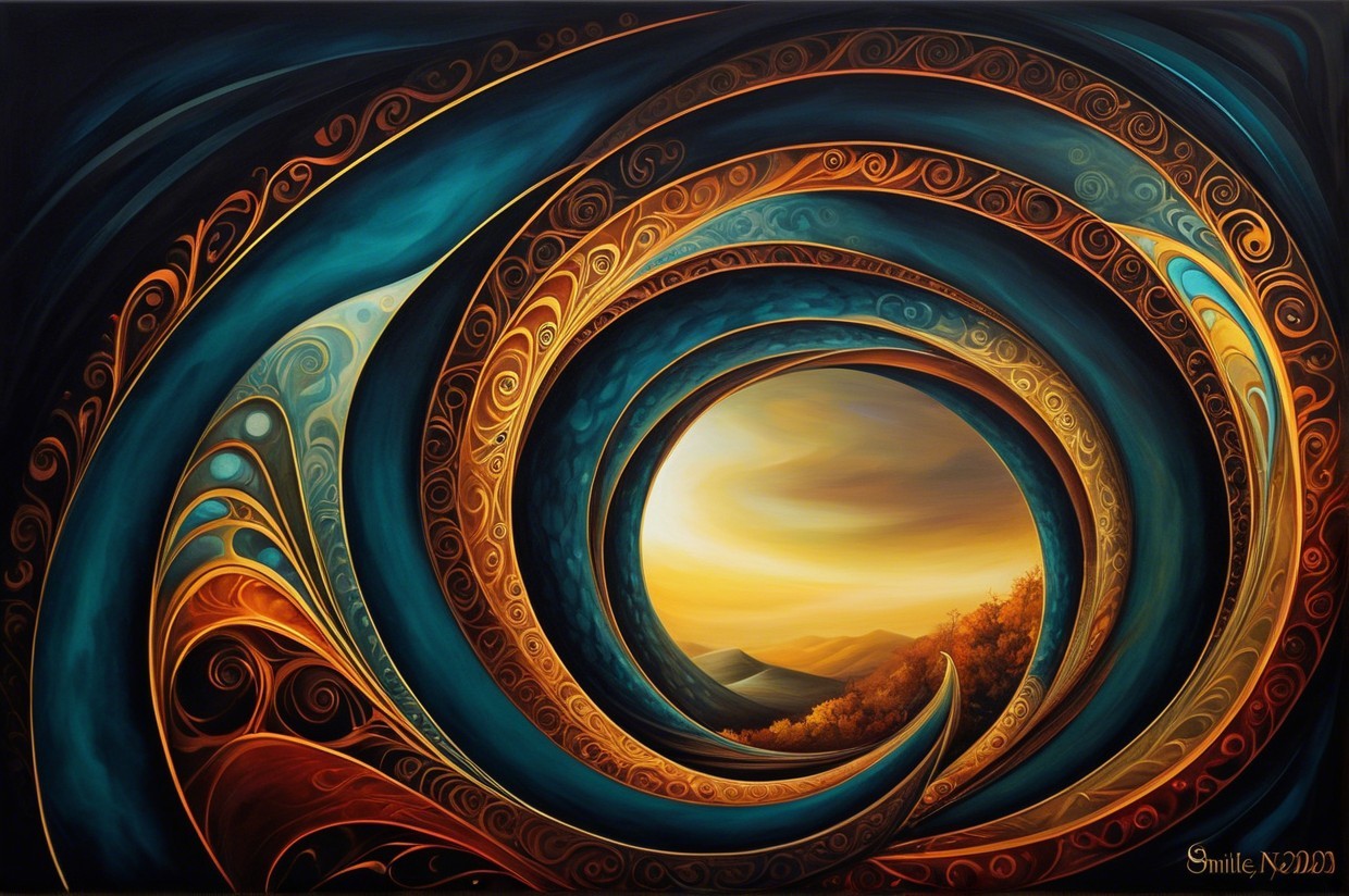 Vibrant Abstract Landscape with Swirling Colors