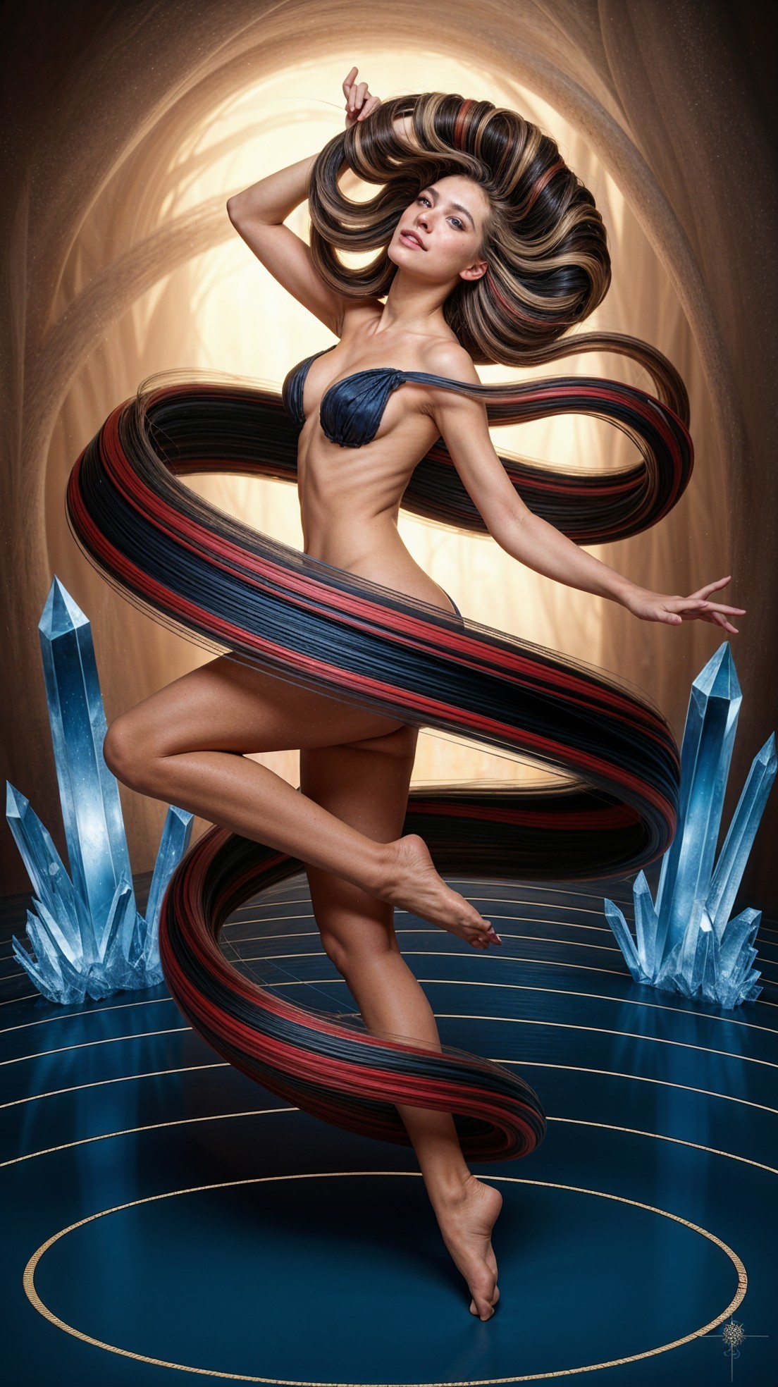 Surreal Model in Luminous Crystal Environment