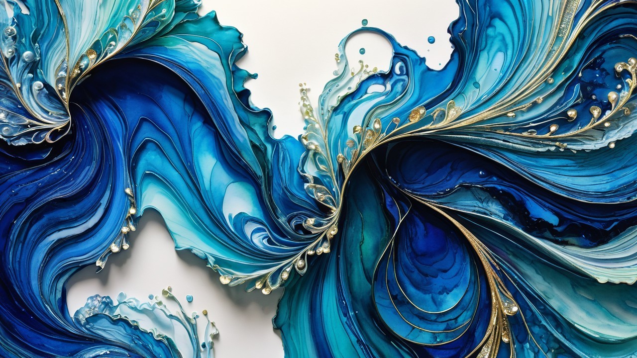 Abstract Design with Vibrant Blue and Teal Swirls