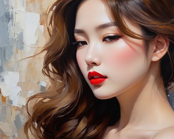 Close-Up Portrait of a Young Woman with Waves