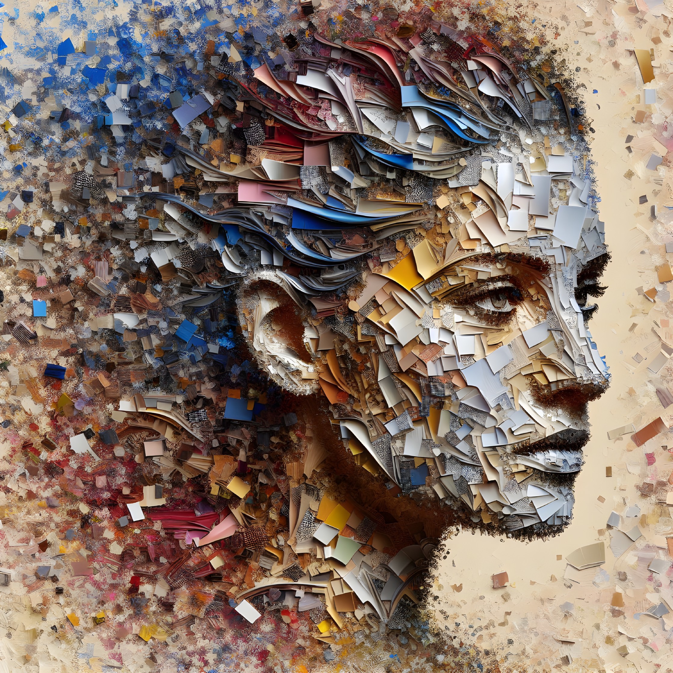 Abstract Portrait of a Woman in Fragmented Colors