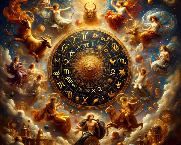 Zodiac Signs with Mythological Planetary Figures