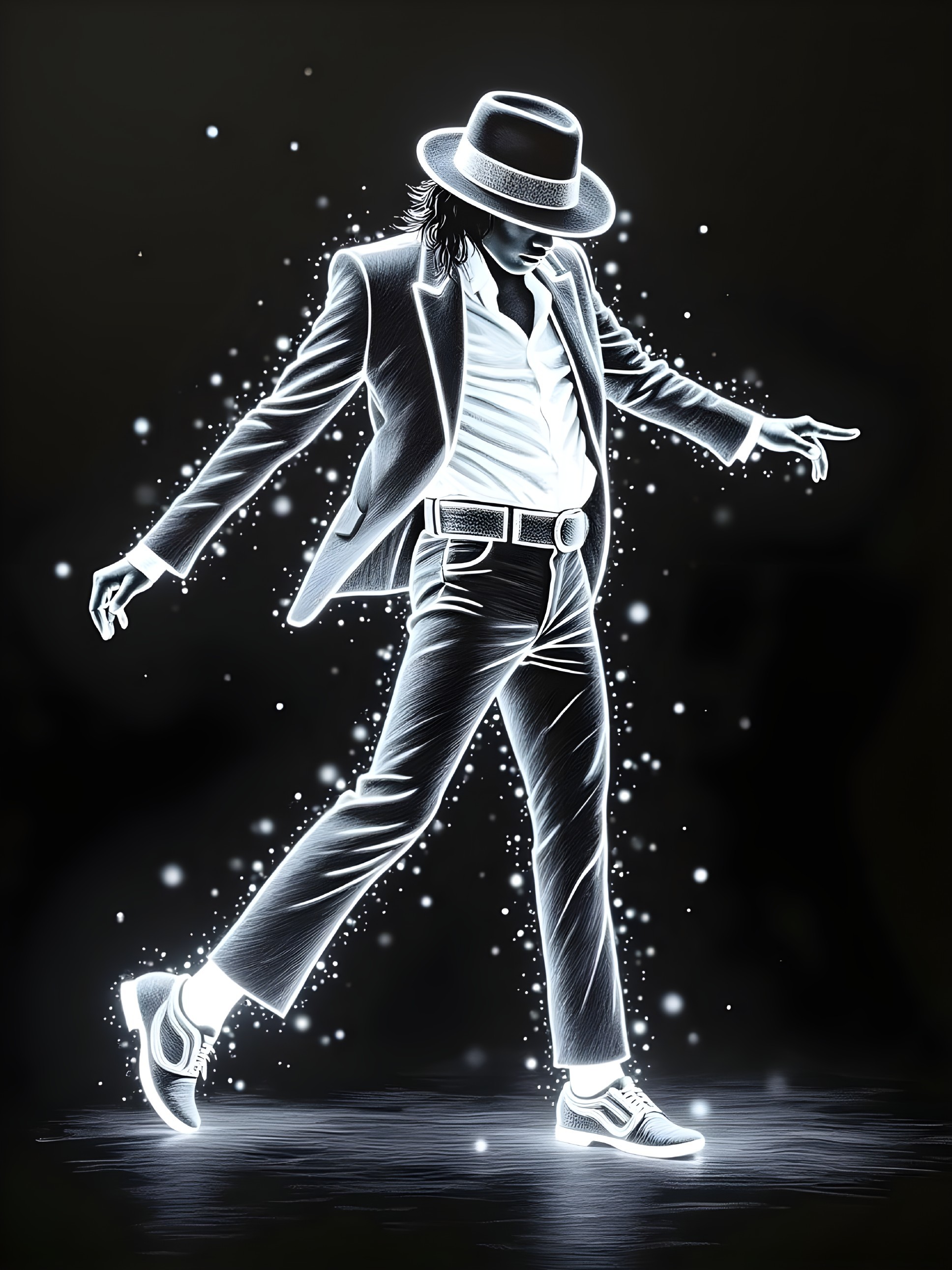 Monochromatic Illustration of a Dancer in Motion