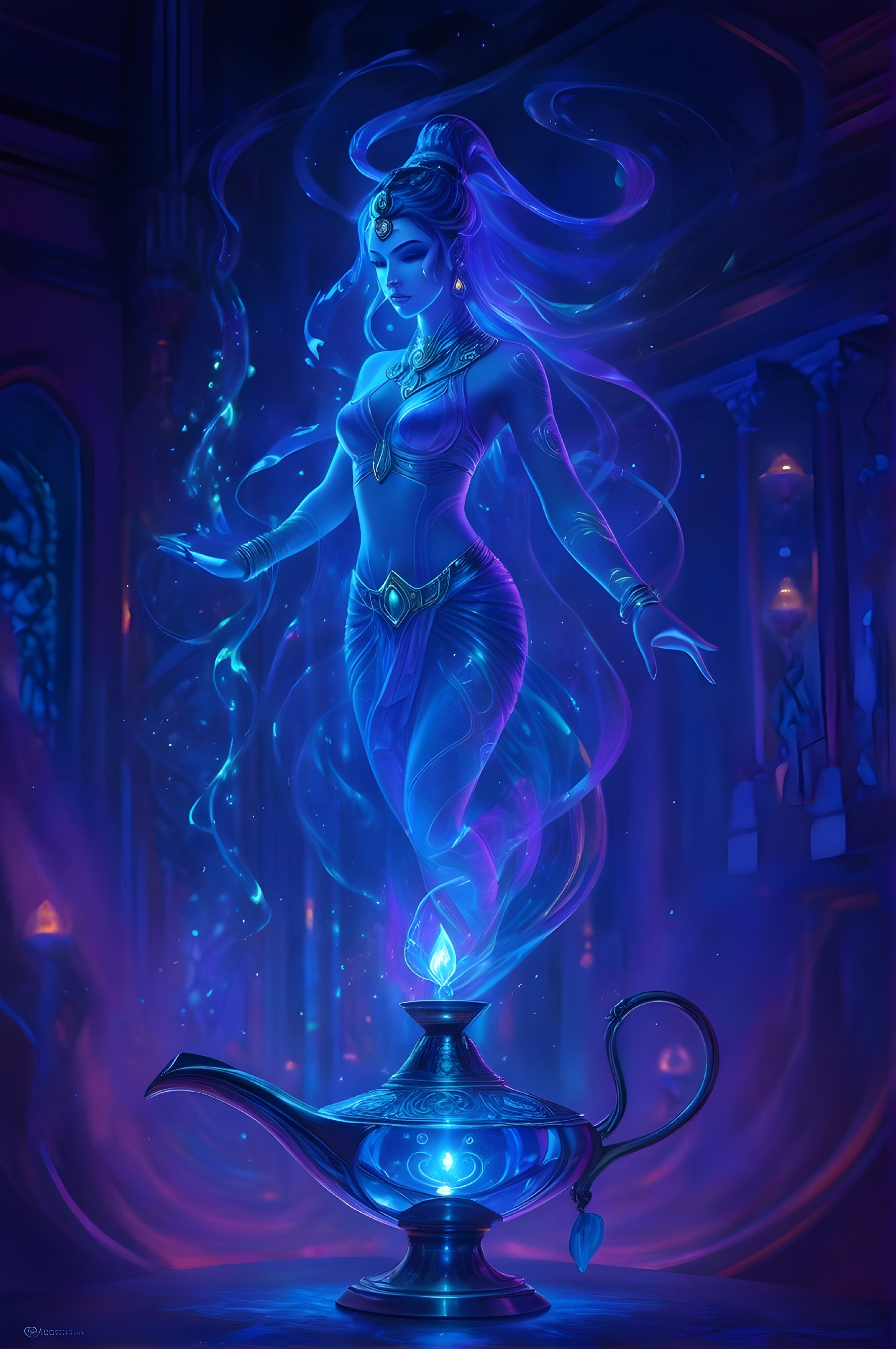 Ethereal Figure Emerging from Ornate Lantern