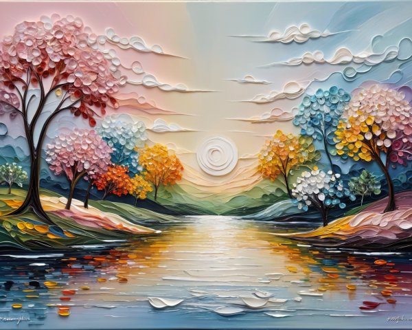 Serene Lake with Colorful Autumn Landscape Reflection