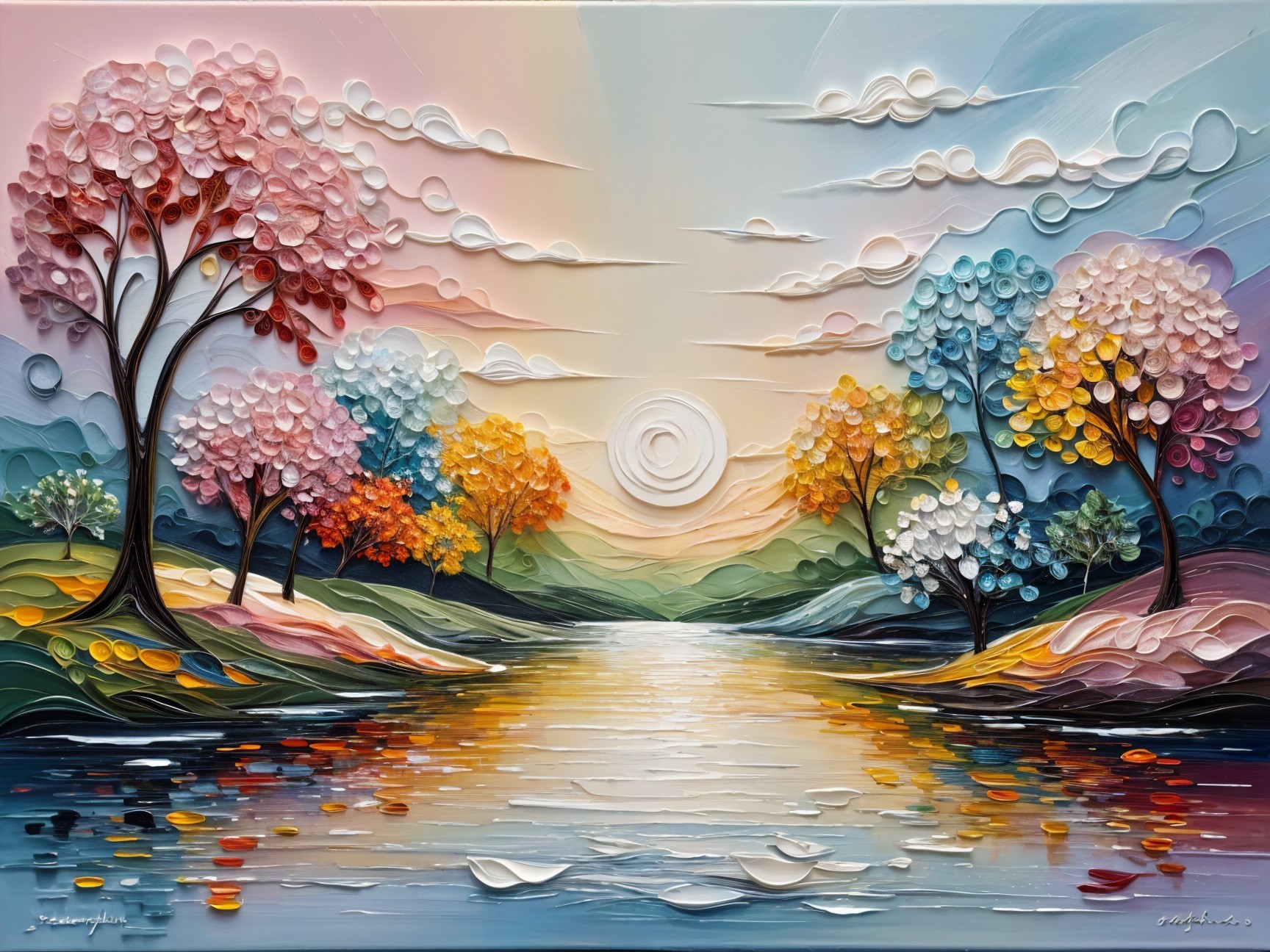 Serene Lake with Colorful Autumn Landscape Reflection