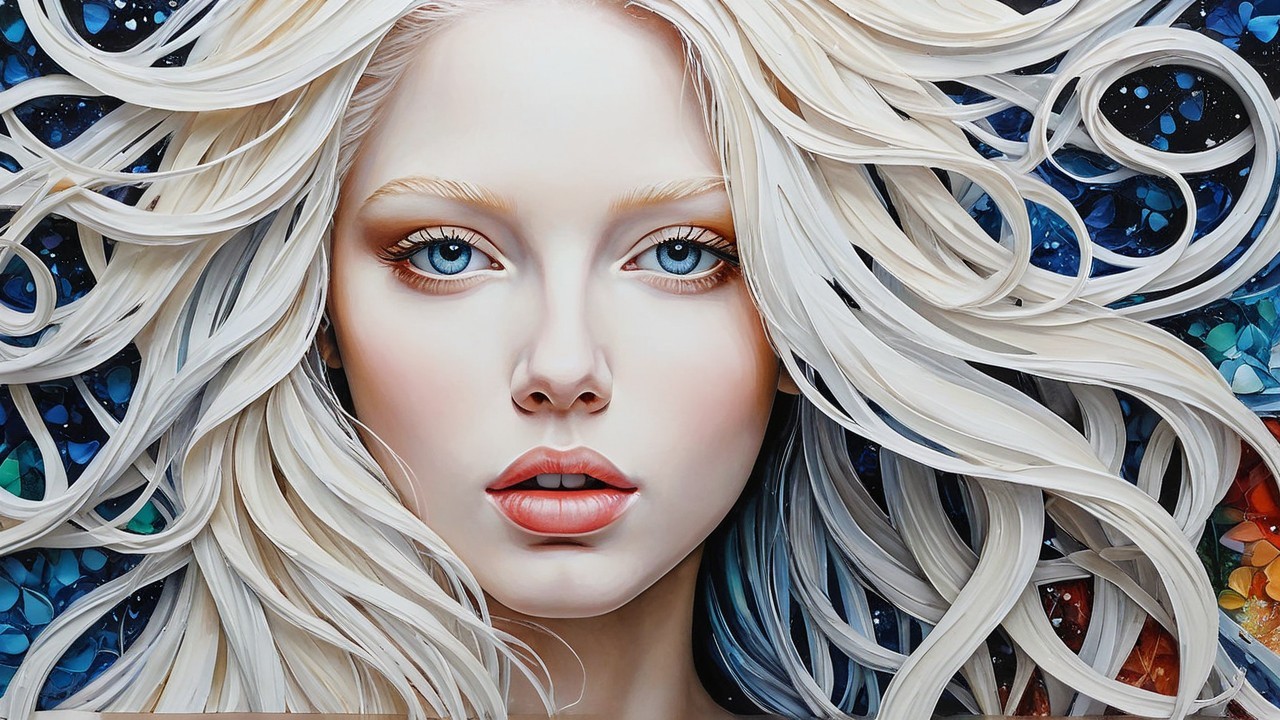 Portrait of a Woman with Blonde Hair and Blue Eyes