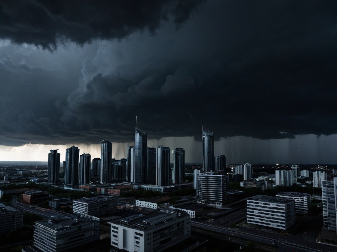 Dramatic Skyline Under Ominous Storm Clouds