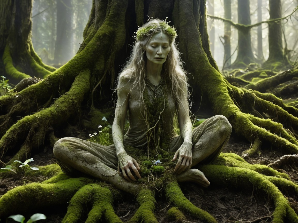 Mystical Forest Spirit Amidst Nature's Embrace