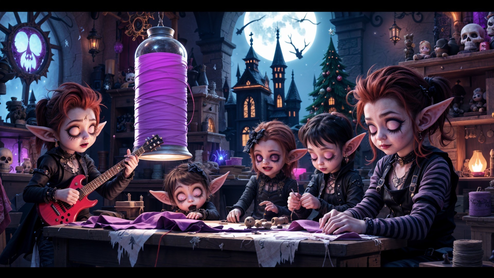 Whimsical Workshop with Goblins Crafting and Playing