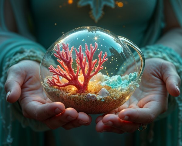 Delicate Glass Orb with Vibrant Underwater Scene
