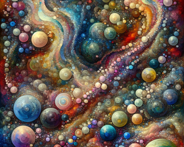 Vibrant Cosmic Scene with Colorful Swirling Patterns