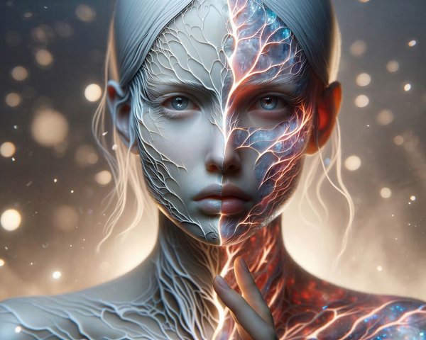 Symmetrical Digital Artwork of Otherworldly Woman