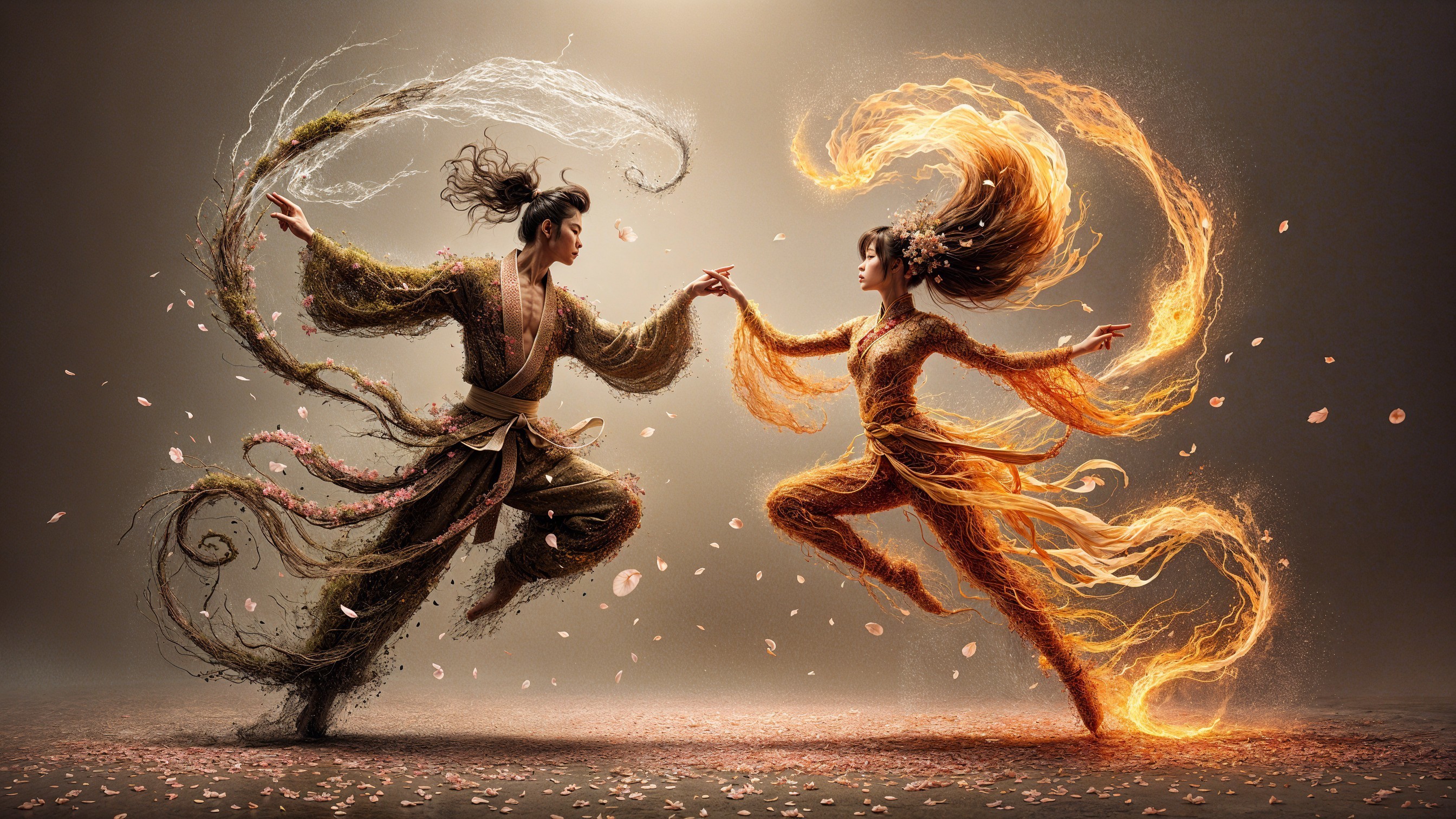 Dynamic Scene of Nature's Elements in Contrast