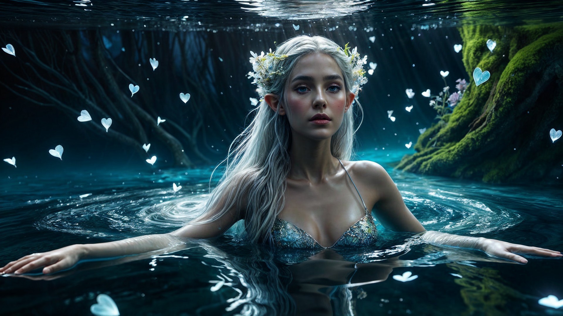 Mystical Underwater Scene with Ethereal Beauty