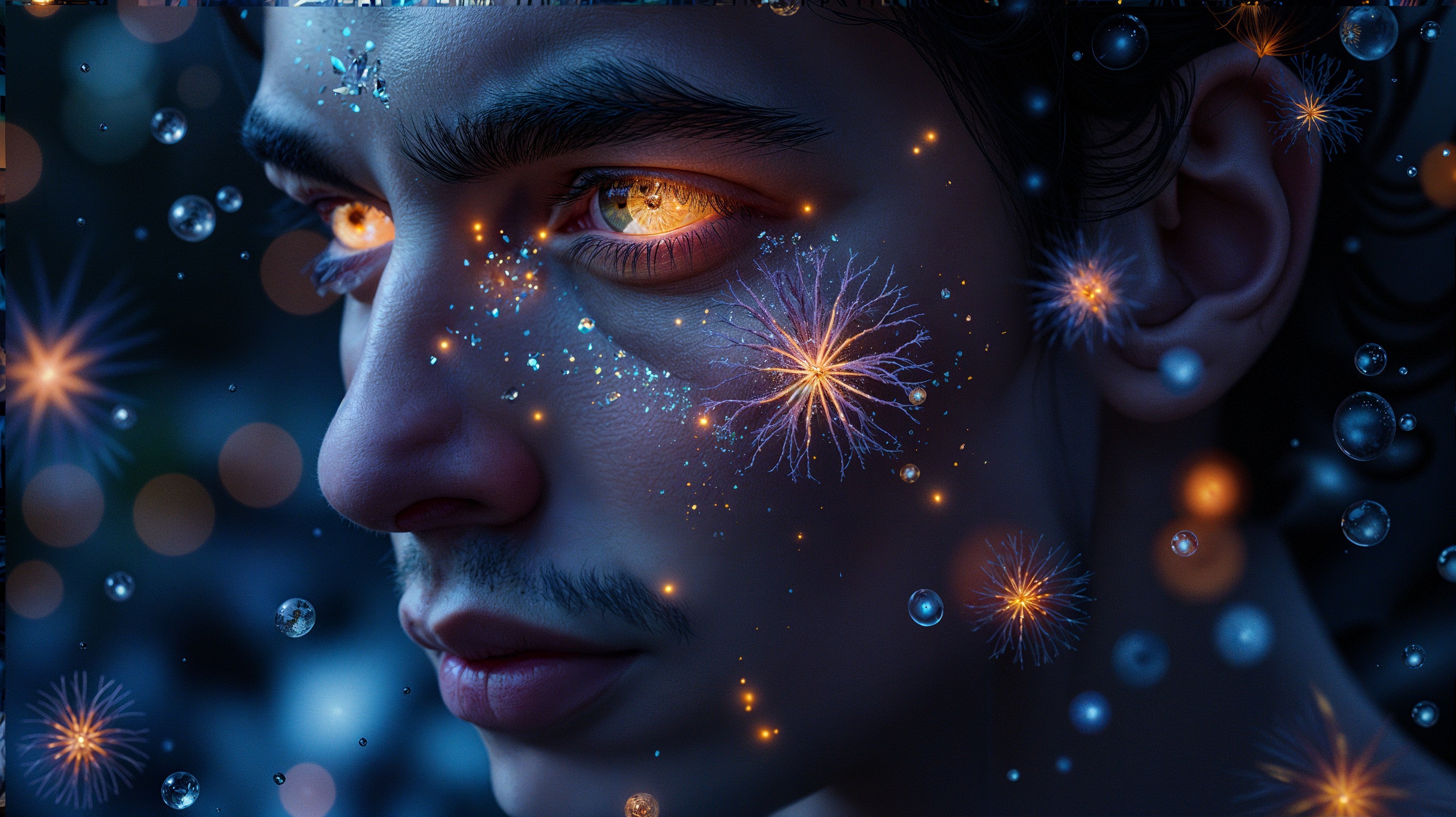 Close-up Portrait of a Young Male with Ethereal Features