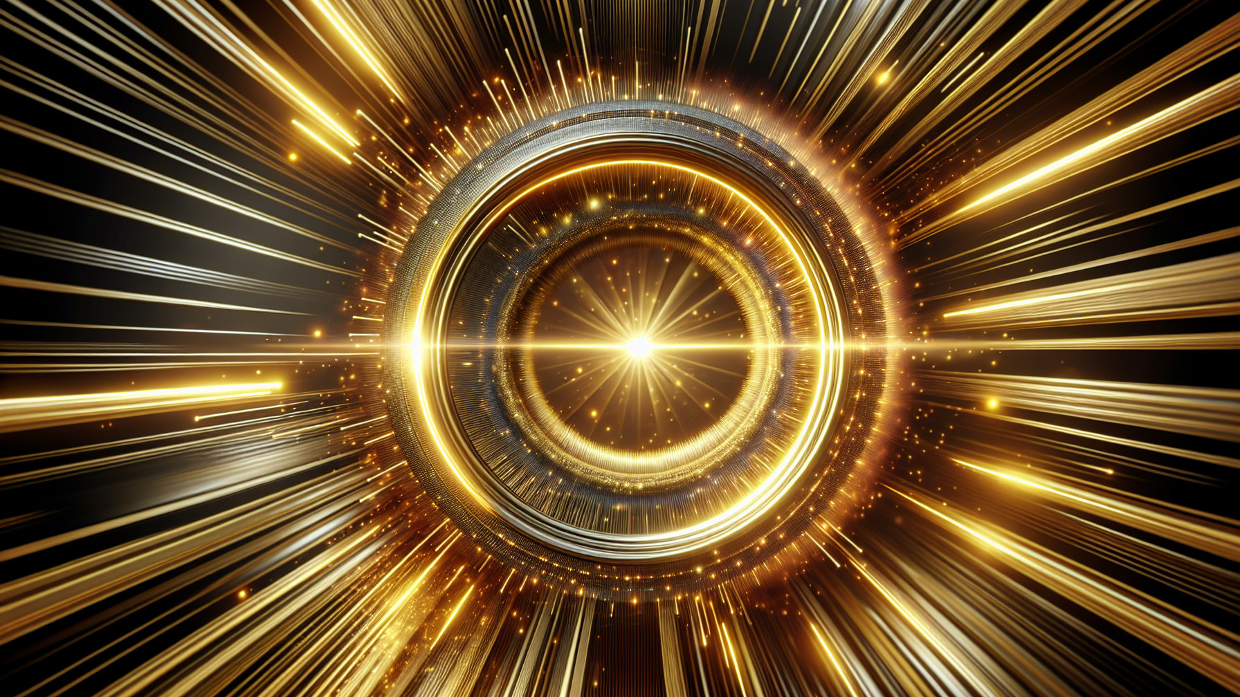 Radiant Circular Core with Golden Beams and Sparkles
