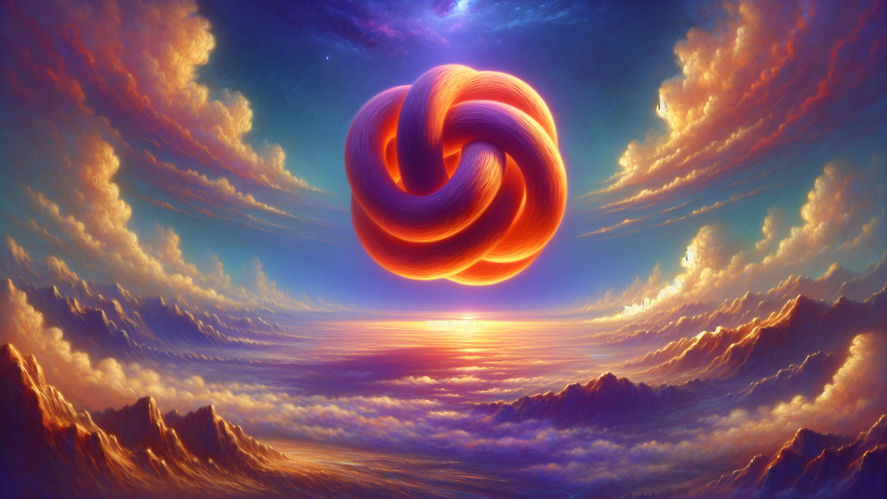 Vibrant Orb in Orange and Purple Sunset Sky