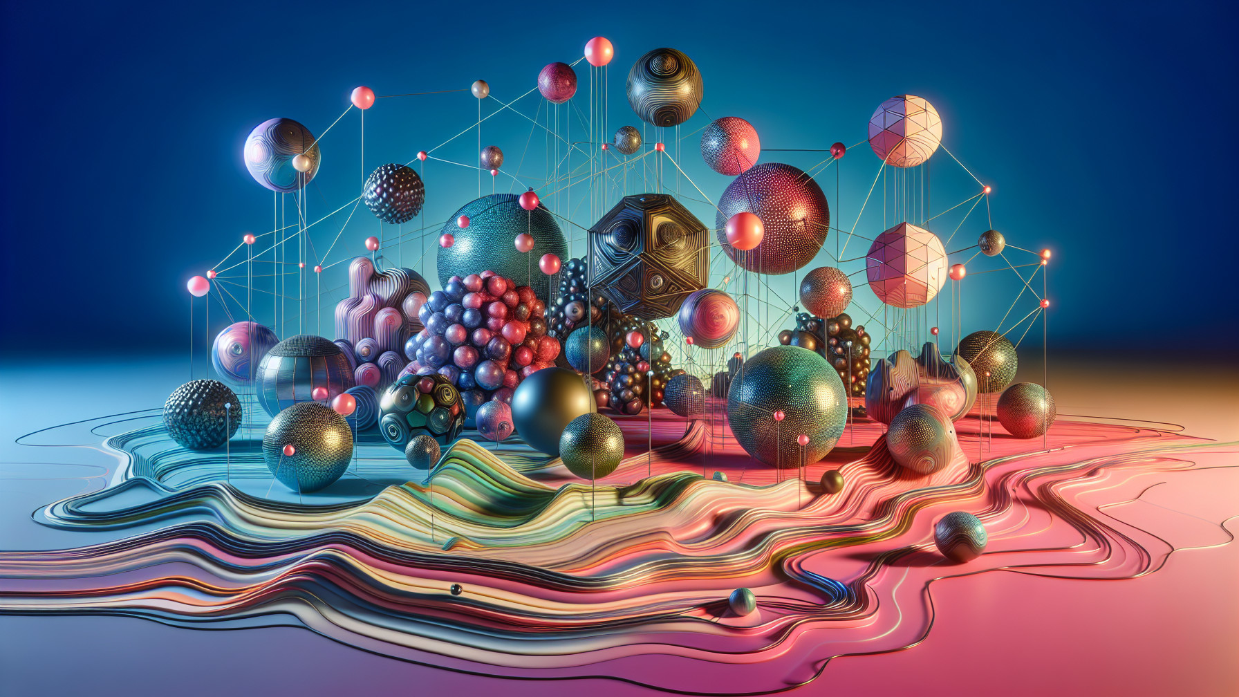 Vibrant Abstract Landscape with Geometric Shapes