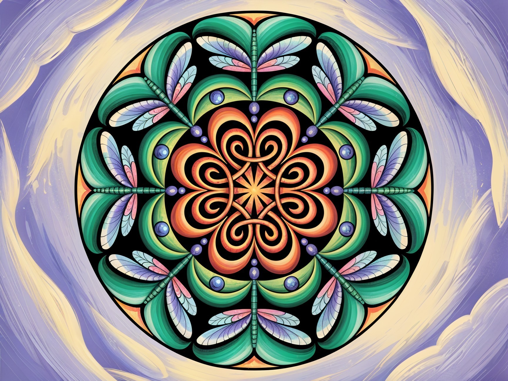 Vibrant Circular Mandala Design with Floral Patterns
