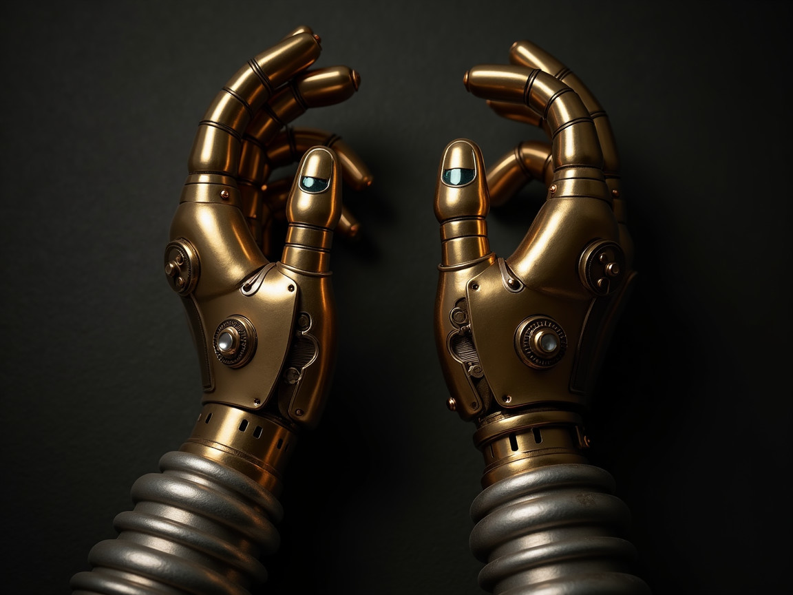Intricately Designed Robotic Hands with Gemstones