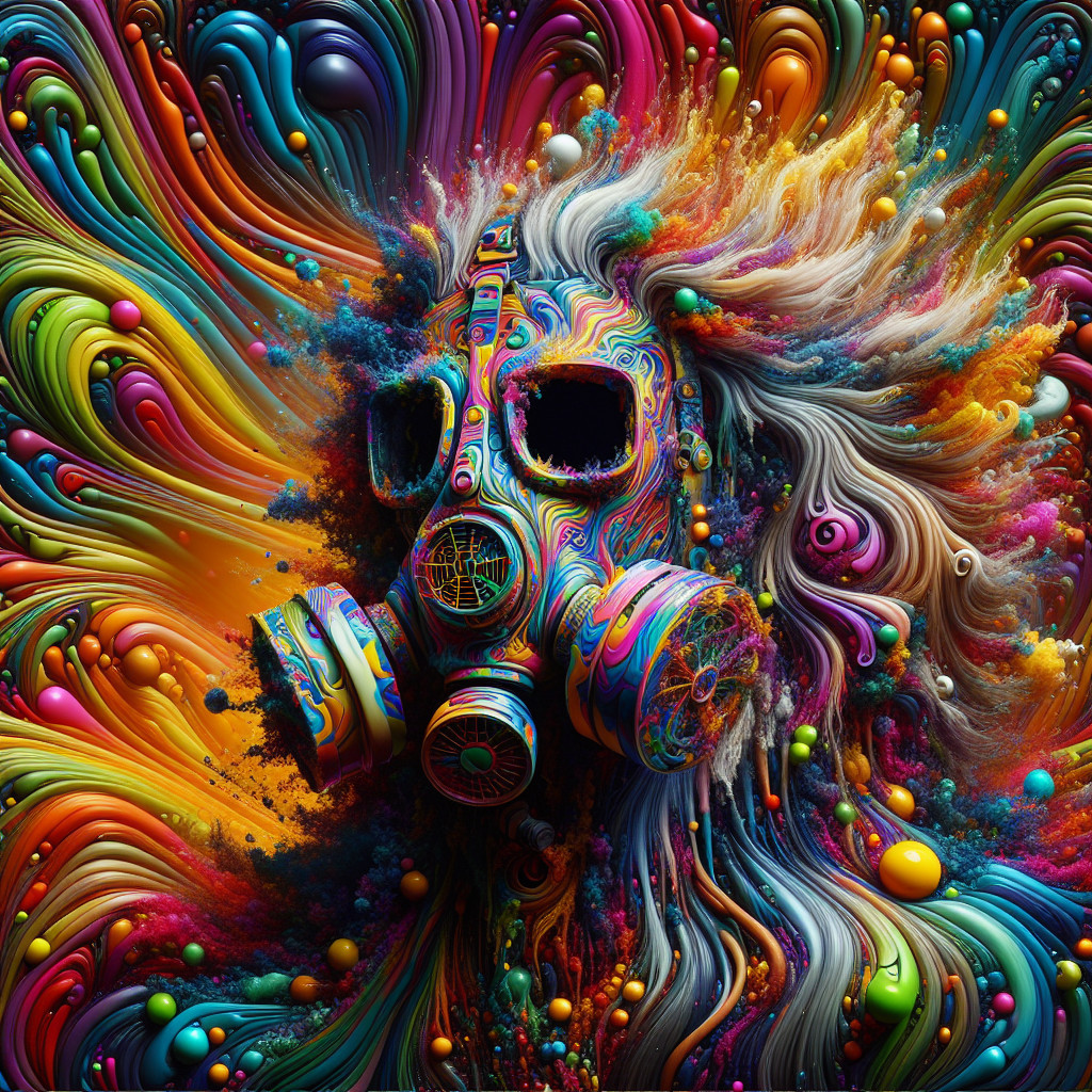 Abstract Composition of a Figure in a Gas Mask