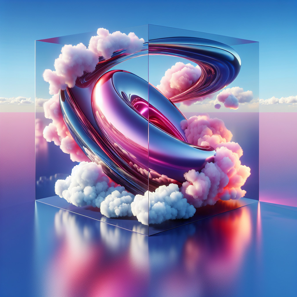 Abstract Metallic Torus with Clouds and Vibrant Colors