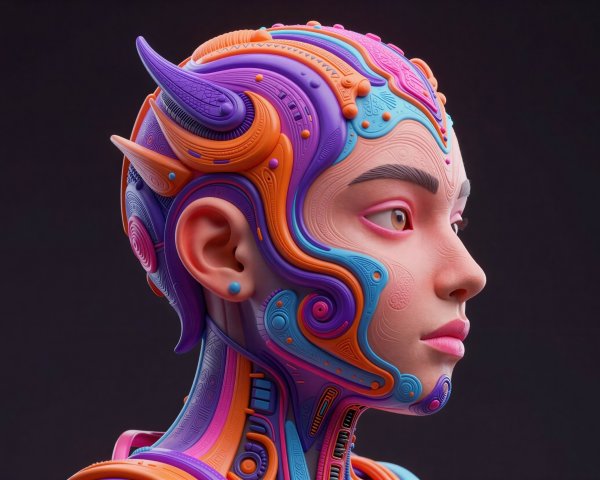 3D Rendered Female Humanoid Robot Close-Up Details