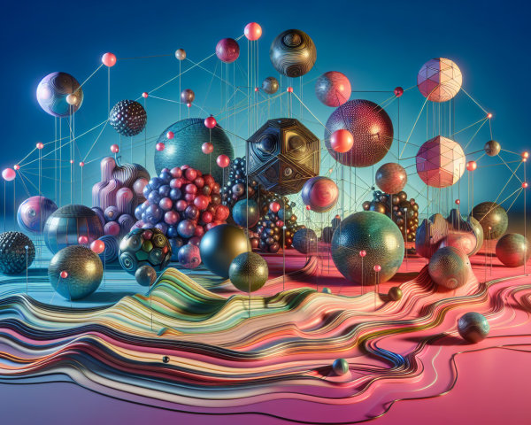 Vibrant Abstract Landscape with Geometric Shapes