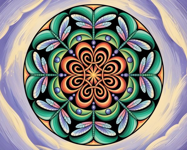 Vibrant Circular Mandala Design with Floral Patterns