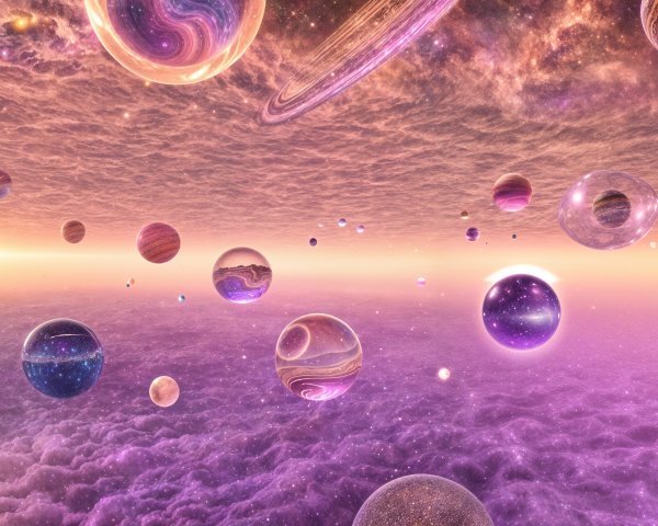 Colorful Cosmic Scene with Planets and Stars