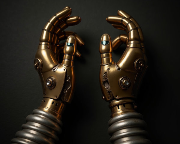 Intricately Designed Robotic Hands with Gemstones
