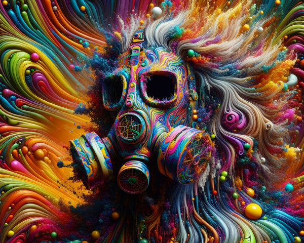 Abstract Composition of a Figure in a Gas Mask