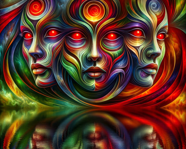 Abstract Faces in Vibrant Colors and Patterns