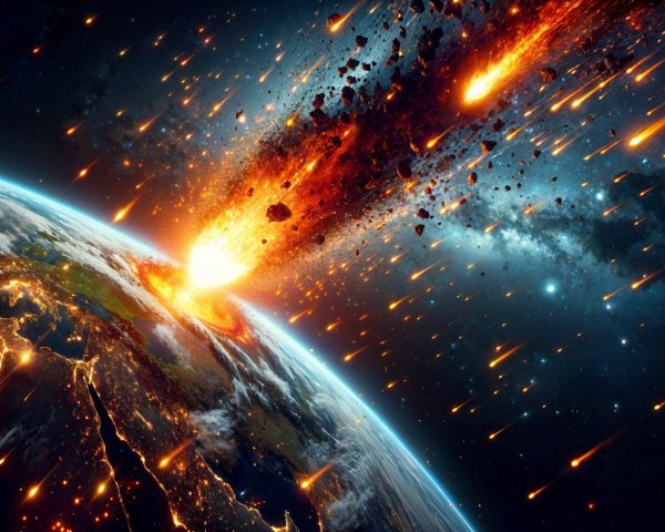 Dramatic Cosmic Scene of Meteors Approaching Earth